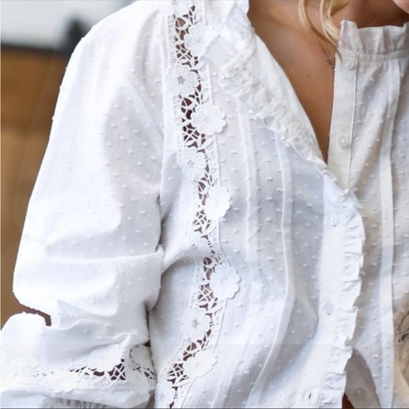 New! Boho Precious White Lace Long Sleeve Blouse Top - Picture 4 of 5